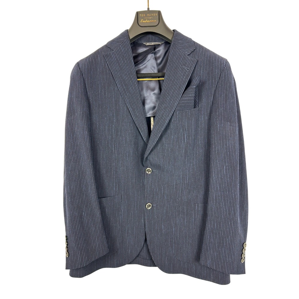 Jack Victor Wynn SPJ Navy Blue Striped Wool Silk Linen Sport Coat Blazer‎ 40R
